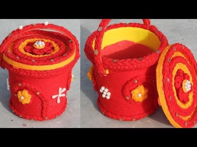 DIY Unique Woolen Art On Basket | Amazing Home Ideas