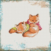 Foxes In Scarves Cross Stitch Pattern