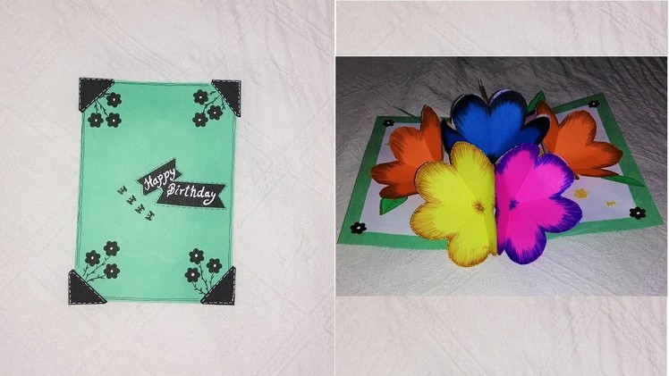 Handmade Birthday Pop up card with flowers inside | DIY pop up 3D card|