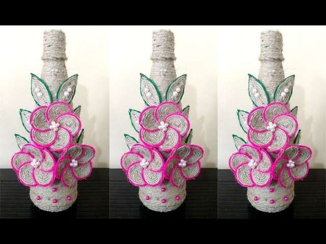 How to decorate Empty Plastic Bottle With Jute Rope | DIY Flower Vase Showpiece with Jute |Tip Tap