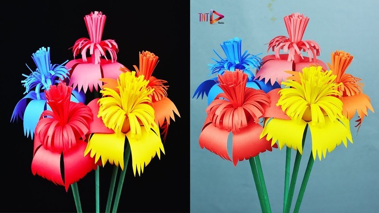 How To Make Awesome Paper Stick flower | DIY Handy Paper Crafts Flower Easy for Room