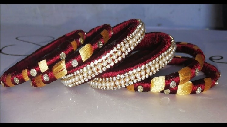 How to make double colour silk thread bangles.deisgner silk thread bangle