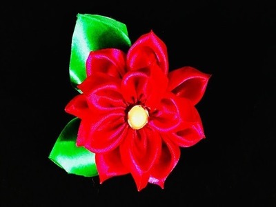 Kanzashi Ribbon Flower Tutorial |||| Ribbon Flower for Hair Clip. Dress. Diy Flower