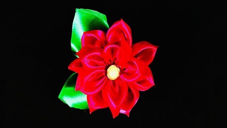 Kanzashi Ribbon Flower Tutorial |||| Ribbon Flower for Hair Clip. Dress. Diy Flower