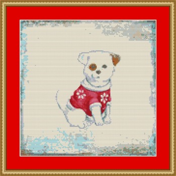 Puppy In Sweater Cross Stitch Pattern