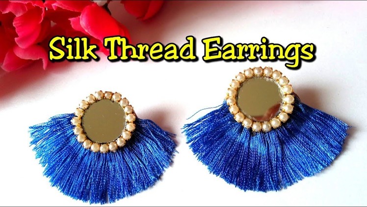 Silk thread earrings making tutorial at home | DIY tassel earrings