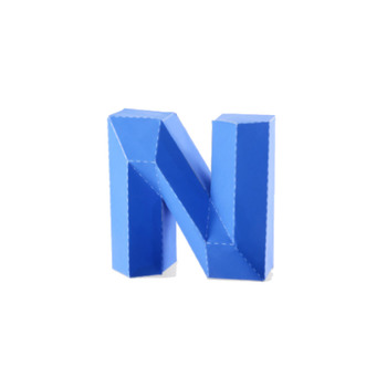 3D Alphabet Letter N Paper Model Template PDF Kit Download 