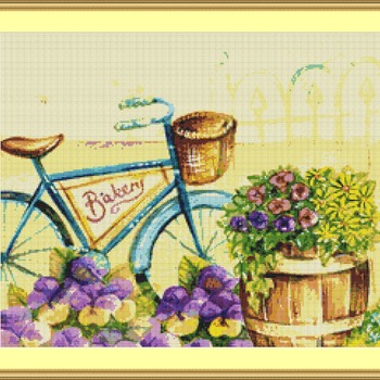 Bakery Bicycle Cross Stitch Pattern