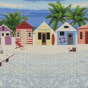 Beach Huts By The Shore Cross Stitch Pattern