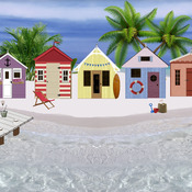 Beach Huts By The Shore Cross Stitch Pattern