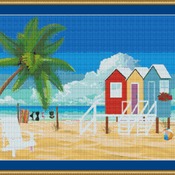 Beach Huts Cross Stitch Pattern