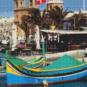 Fishing Port In Malta Cross Stitch Pattern