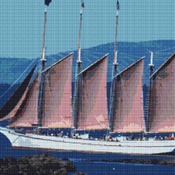 Four Mast Schooner Under Sail Cross Stitch Pattern