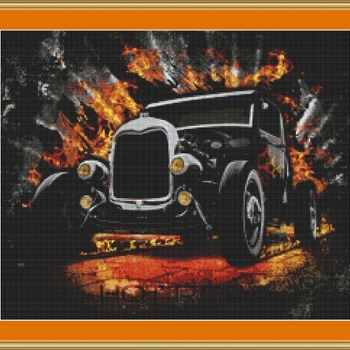 Hot Rod Cross Stitch Pattern