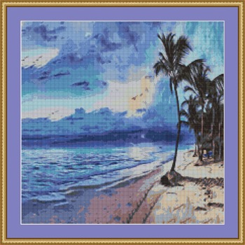 Palm Trees At Sunset Cross Stitch Pattern