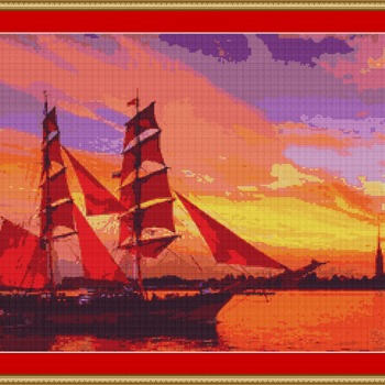 Scarlet Sails Cross Stitch Pattern