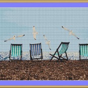 Sea Gulls And Deck Chairs Cross Stitch Pattern