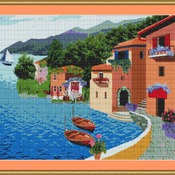 Village By The Sea Cross Stitch Pattern