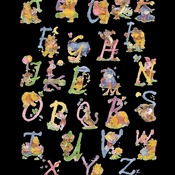 Counted cross stitch pattern alphabet high 70 winnie characters 348*499 stitches CH1841