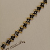 Handmade Austria Crystal Glass Black Beads Golden Bracelet