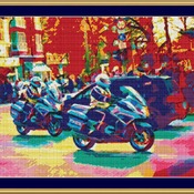 Police Cycles Cross Stitch Pattern