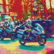 Police Cycles Cross Stitch Pattern