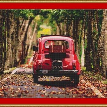 Red Fiat 500 Cross Stitch Pattern