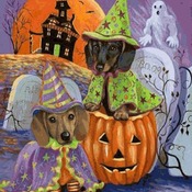 ( CRAFTS ) Halloween Dachshunds Cross Stitch Pattern***L@@K***Buyers Can Download Your Pattern As Soon As They Complete The Purchase