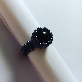 Handmade Black Pearl Grey Ring Jewellery