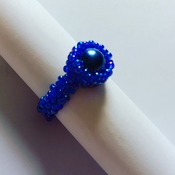 Handmade Royal Blue Pearl Ring Jewellery