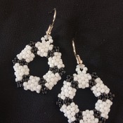 Handmade Black White Open Shape Hexagon Earrings Jewellery