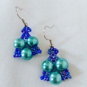 Handmade Blue Pearl Tiny Triangle Earrings