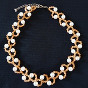 Handmade Champagne White Pearl Necklace Jewellery
