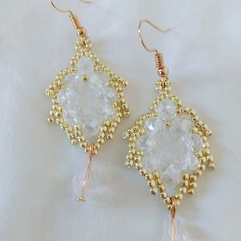 Handmade Gold Leaf Crystal Glass Earrings Jewellery
