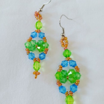 Handmade Green Blue Yellow  Earrings Jewellery