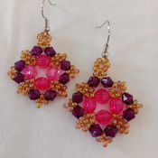 Handmade Purple Pink Diamond Shape Earrings