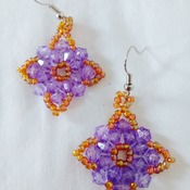 Handmade Purple Yellow Diamond Shape Earrings Jewellery