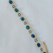 Handmade Royal Blue Crystal Glass Gold Diamond Shape Bracelet Jewellery