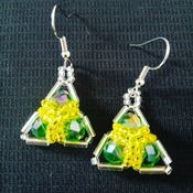 Handmade Triangle Crystal Glass Yellow Earrings Jewellery