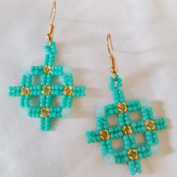 Handmade Turquoise Gold Cross Earrings Jewellery