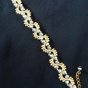 Handmade Wave Silver Crystal Glass Gold Beads Bracelet Jewellery