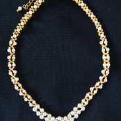 Handmade White Pearl Golden V Necklace