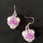 Handmade White Pearl Purple Tiny Triangle Earrings Jewellery