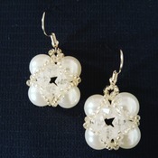 Handmade White Pearl Square Earrings