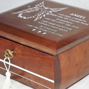 FREE POST - LOCKABLE Deluxe ANGEL Wooden Box. With comforting angel prayer poem. Affirmation Box. Prayer Box. Spiritual Healing.