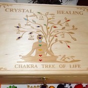 LOCKBLE HEALING CRYSTALS WOODEN STORAGE BOX. Tree of Life Spiritual Decor.