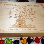 LOCKBLE HEALING CRYSTALS WOODEN STORAGE BOX. Tree of Life Spiritual Decor.