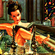 Reading In The Bath Cross Stitch Pattern