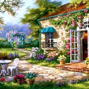 Garden Terrace Cross Stitch Pattern