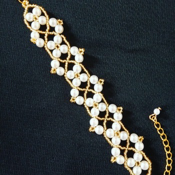 Handmade White Pearl Golden Bracelet Jewellery
